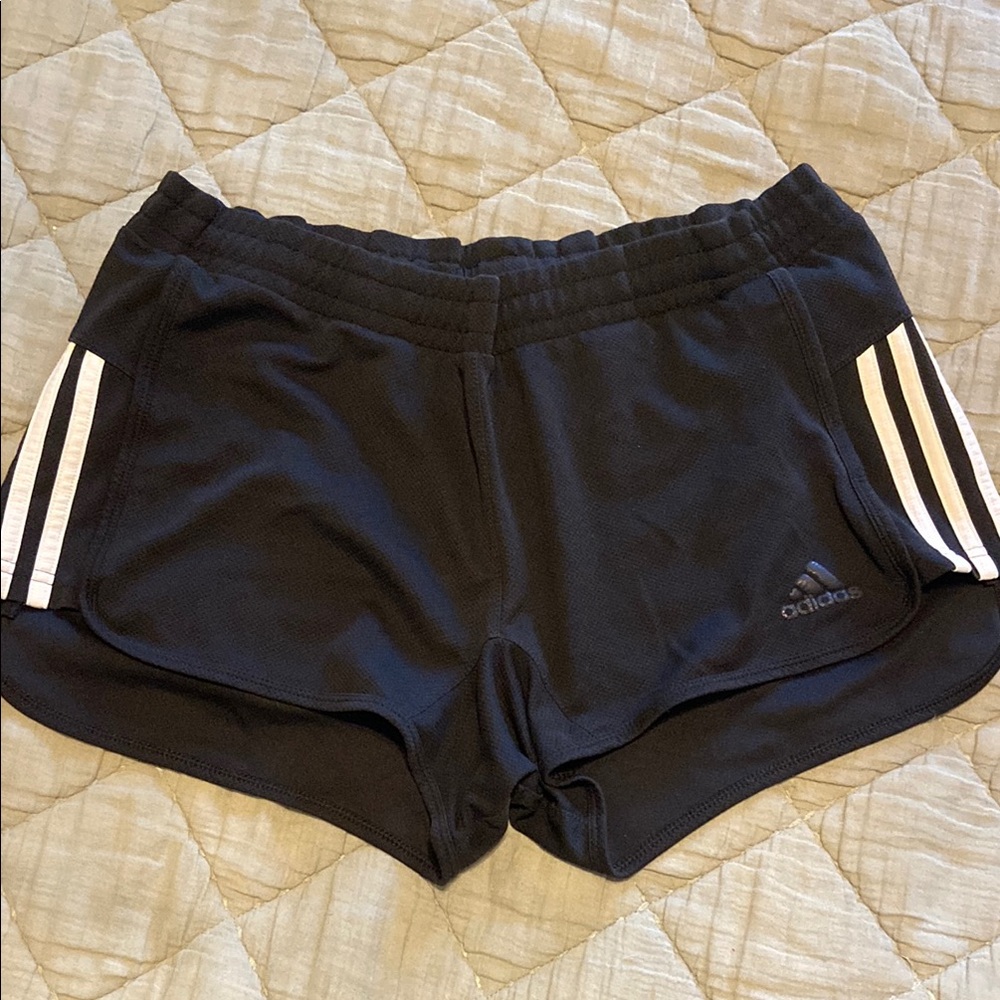 Adidas Black Athletic Shorts with Signature Stripes